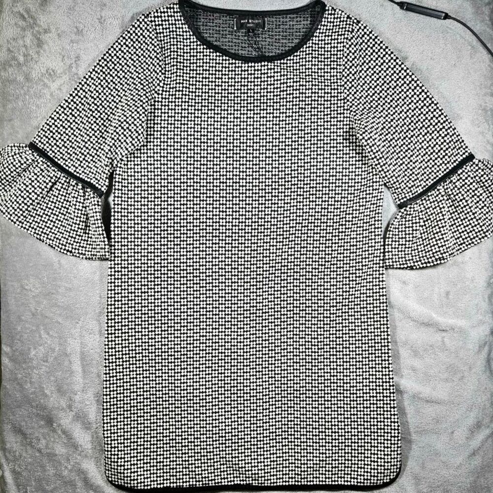 NWT Max Studio Black White Midi A line Dress Large